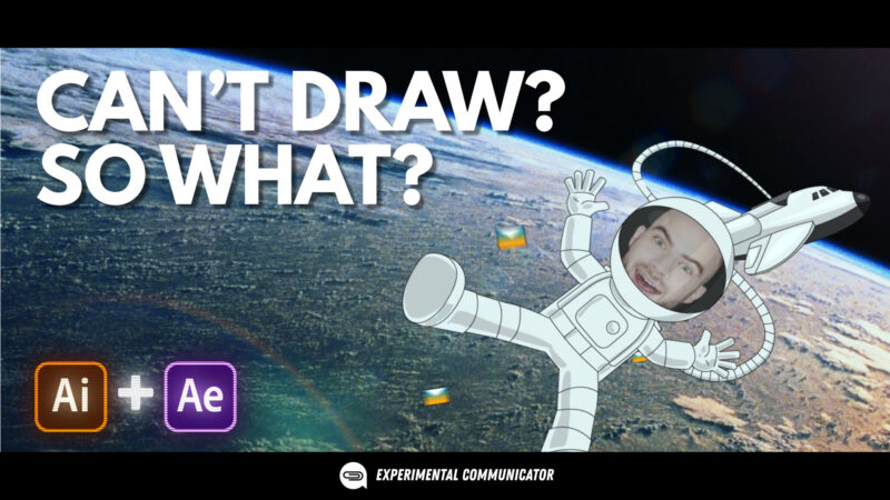 Cartoon astronaut in space