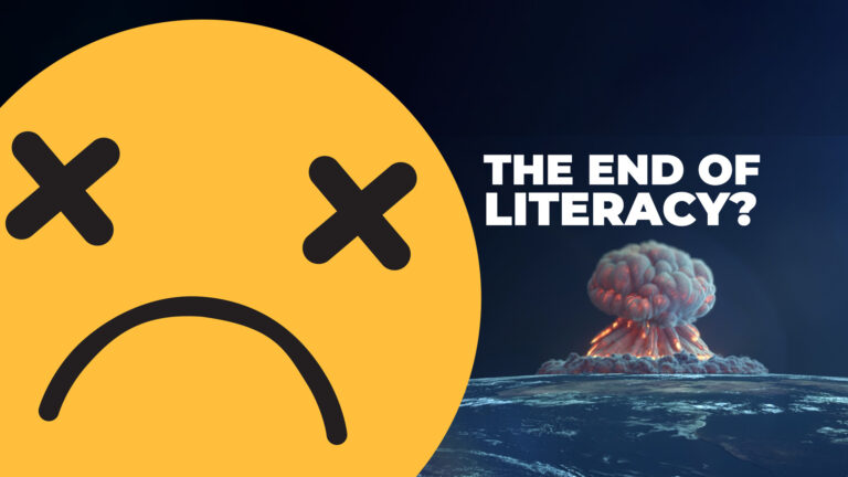 Sad emoji with exploding earth in background and text saying "We're all doomed"